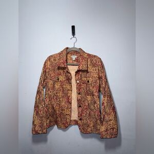 Analogy Women’s Embroidered Fall Paisley Floral Jacket Sz XL EUC